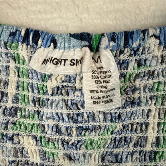 Midnight Sky Blue Green and White Floral Spaghetti Strap Crop Tank NWT Size Med - Picture 6 of 8